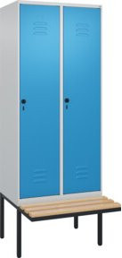 C+P Spind Classic PLUS Garderobenschrank mit Sitzbank, 2 Abteile, Sicherheits-Drehriegel und 4 Garderobenhaken, B/T/H: 212 x 80 x 81,5 cm - Bild 1