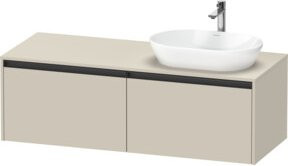 Duravit Waschtischunterschrank Ketho.2, Farbe: Beige, Ausführung: Tau matt, wandhängend, 2 Auszüge, Breite: 140 cm, Tiefe: 55 cm - Bild 1