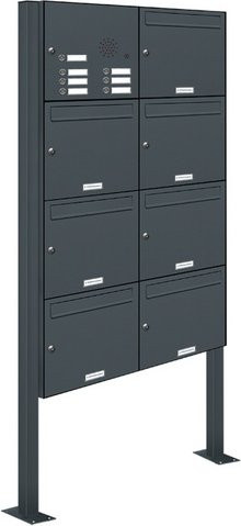 AL Briefkasten-System für 7 Parteien, freistehend, grau, B/H/T: 153,225 x 170,0 x 11,6 cm - Bild 1