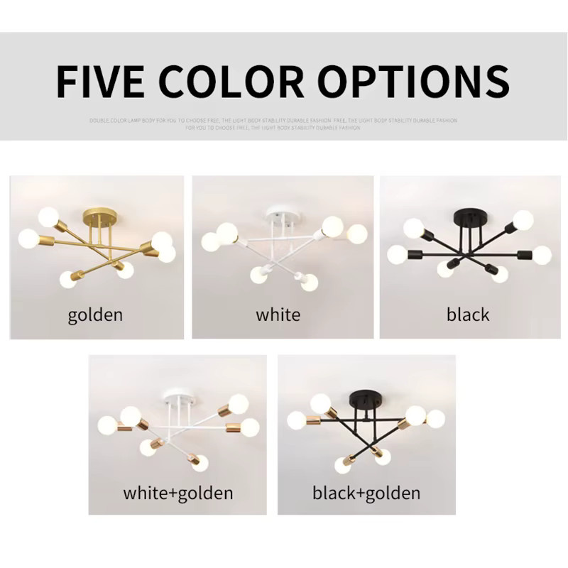 Moderne LED Deckenleuchte im Industrie-Design aus Schmiedeeisen mit 6 E27 Fassungen für dein Wohnzimmer - Bild 2