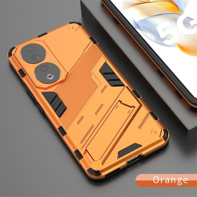 Stoßfeste Handyhülle für Honor 90 und Honor 90 Lite mit Magnet-Halterung und Ständer in Orange - Bild 1