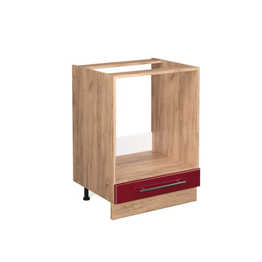 Vicco Herdumbauschrank Fame-Line Küchenschrank in Bordeaux Rot und Eiche Hochglanz mit Softclose-Scharnieren, Breite: 60 cm - Bild 2