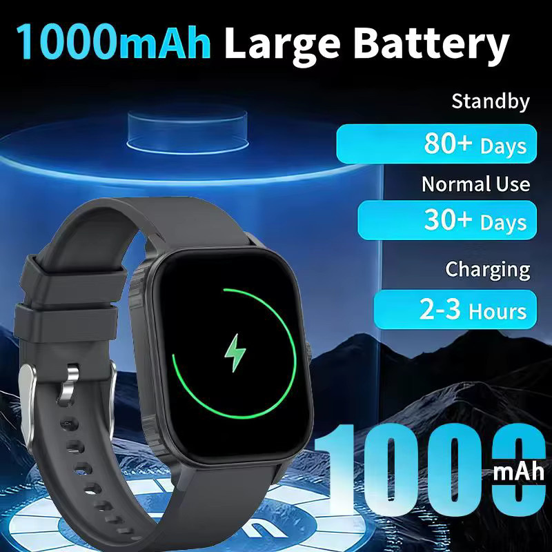 Paazomu Smartwatch 2026 mit 2,04 Zoll Display, kabellose Telefonie und 1000 mAh Akku in Schwarz - Bild 3