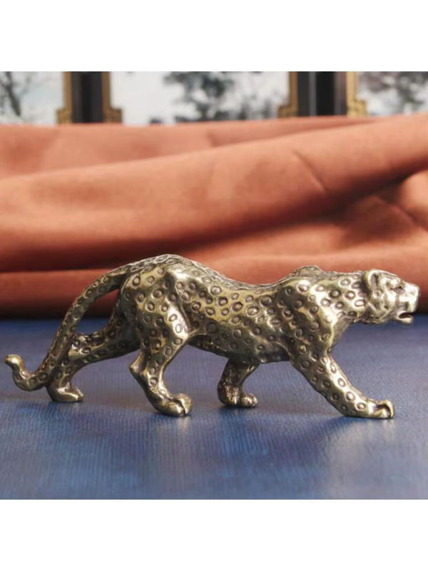 Kesoto Leopard Statue Panther Figur aus Kupfer und Gold in Metalloptik als handgefertigtes Sammlerstück für deine Tischdekoration - Bild 7