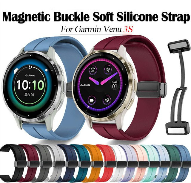Garmin Uhrenarmband Silikon, Magnetische Schnalle, Schwarz, Unisex, 18mm - Bild 1