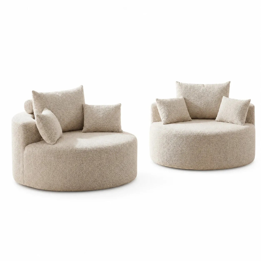 PXloue 2er-Set Stoffsofa aus Chenille mit Rückenkissen in Braun Khaki - Bild 2