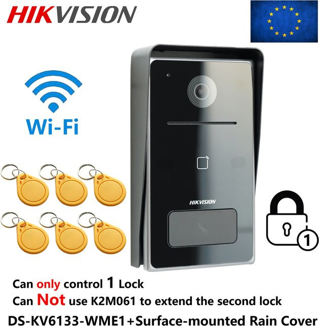 HIKVISION IP-Video-Türsprechanlage DS-KV6133-WME1 in Schwarz mit WiFi und RFID-Entriegelung - Bild 1