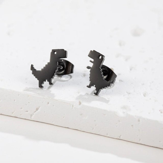 Oooio23 Ohrstecker Dinosaurier, Edelstahl, Schwarz, Mädchen - Bild 1