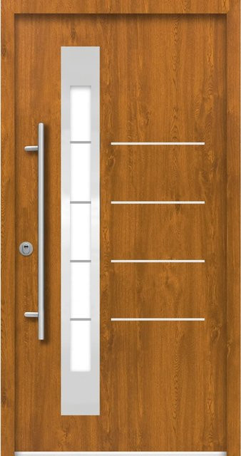 Splendoor Thermospace Sicherheits-Haustür Berlin Prime RC2 Gold-Oak mit Glaseinsatz, Farbe: Braun/Gold, B: 110 cm, H: 210 cm - Bild 1