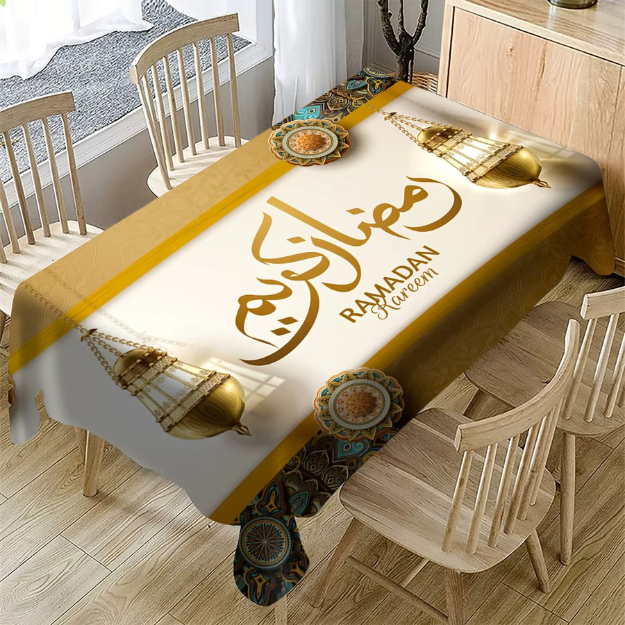 VIKAMA Ramadan Tischdecke mit Vintage Mandala-Blumenmuster, rechteckig, mehrfarbig und waschbar - Bild 2
