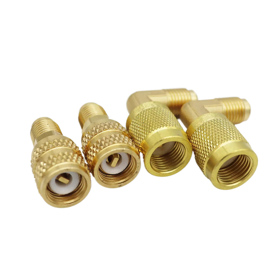 Messing Adapter R410A 5/16 Zoll SAE männlich auf 1/4 Zoll SAE männlich für Klimaanlagen und HVAC in Gold - Bild 2