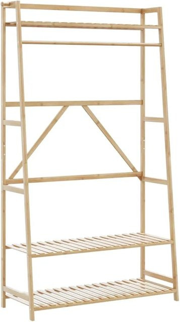 vidaXL Kleiderständer aus Bambus mit Ablagen in Beige, B/T/H: 110 x 40 x 180 cm - Bild 1
