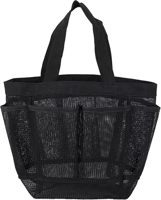Bonytain Tragbare Waschtasche aus Netzstoff in Schwarz, Hängender Duschorganizer und Kosmetikbeutel zum Schnelltrocknen, Breite: 20,0 cm, Tiefe: 18,0 cm - Bild 1