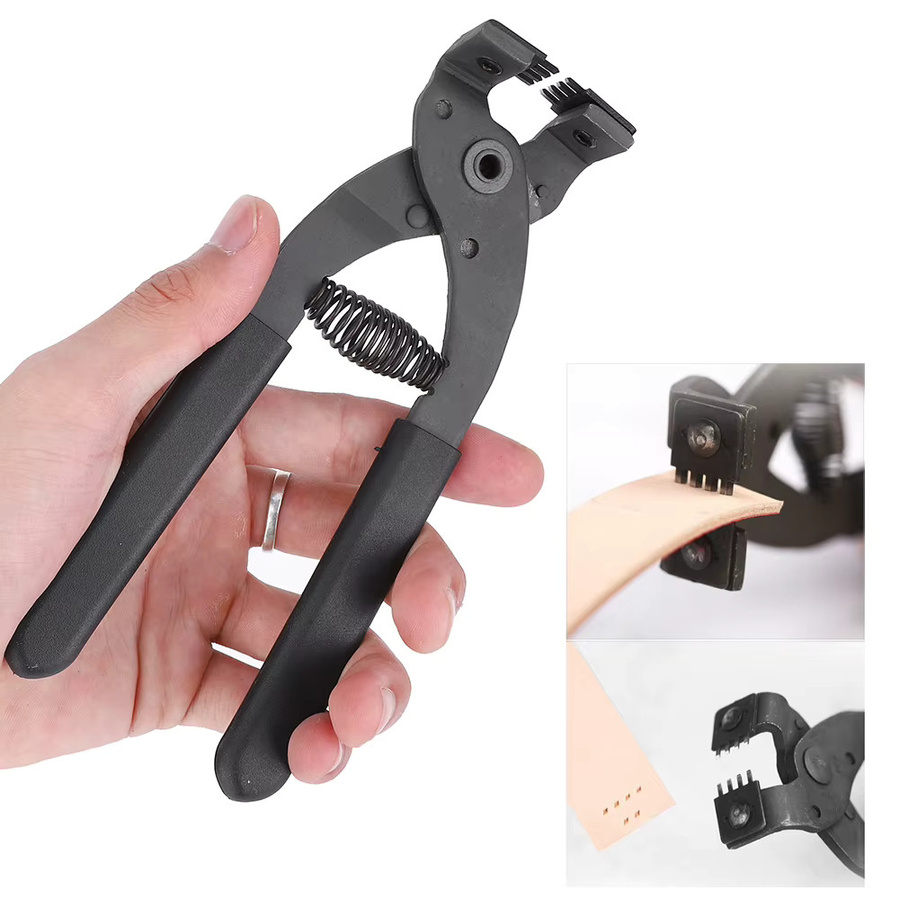 DOACT Locher aus Kohlenstoffstahl für Lederhandwerk, geräuschlose Zange mit 4 mm Lochung, Breite: 17 cm - Bild 2