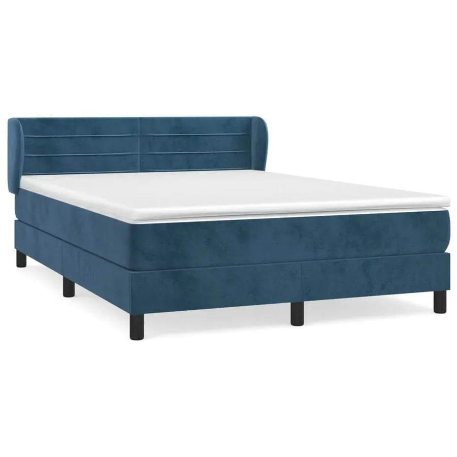 vidaXL Boxspringbett mit Matratze Dunkelblau Samt Hybrid-Design mit Taschenfederkern B/T: 140 x 200 cm - Bild 2