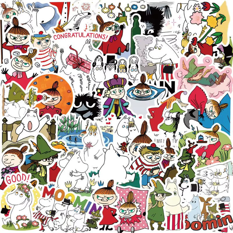 50 Stück Moomins Anime Aufkleber wasserfest mit bunten Cartoon-Charakteren von Bandai - Bild 2