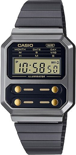 Casio Digitaluhr Vintage, Edelstahl, Gold, 40,7 mm, Unisex - Bild 1