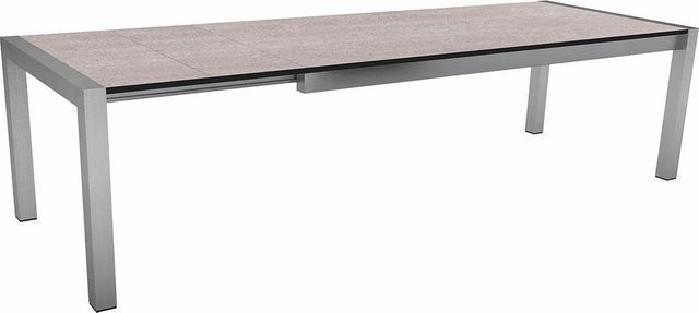 Stern Ausziehtisch Silverstar Stone light mit Edelstahl Tischplatte in Silver/Grey, B/T: 214 bis 294 x 100 cm - Bild 1