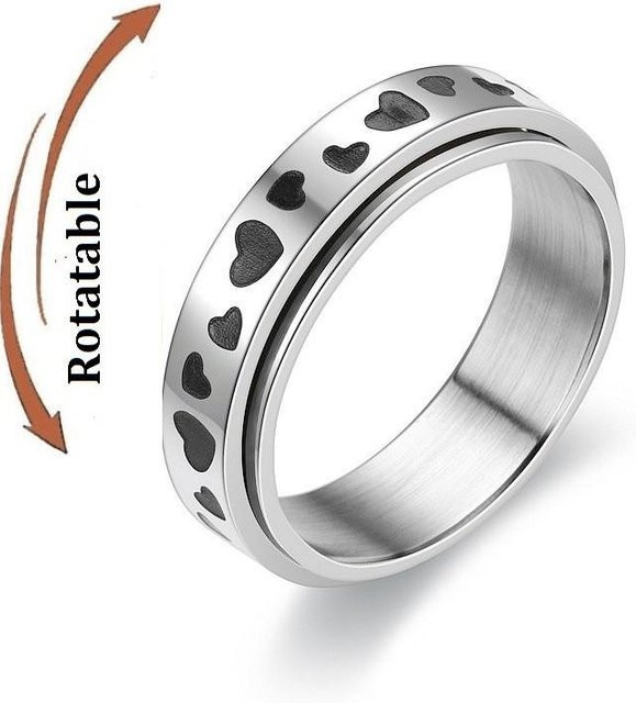Fidget Spinner Ringe Edelstahl, Schwarz, Unisex - Bild 1