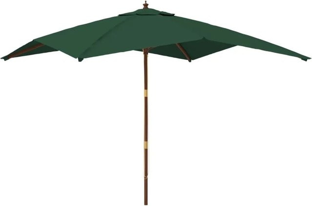 vidaXL Sonnenschirm mit Holzmast in Grün aus Polyester und Bambus, B/T/H: 300 x 300 x 273 cm - Bild 1