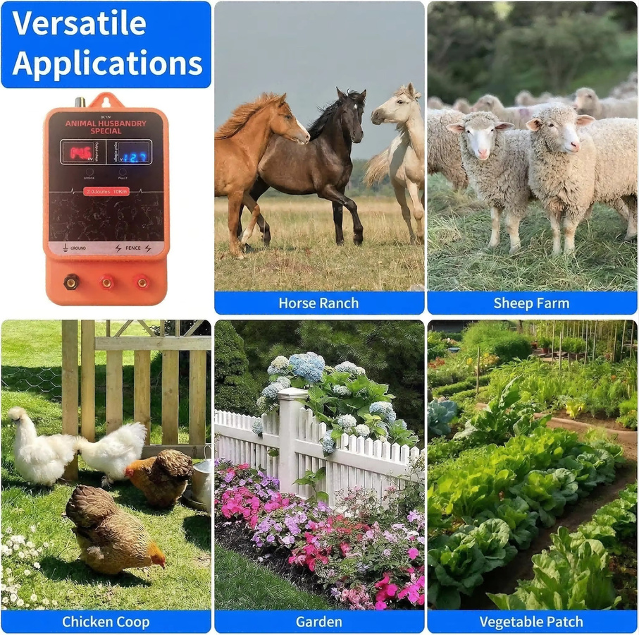 Energizer Elektrozaun-Ladegerät 2 Joule 10KM AC DC 2-in-1 Stromversorgung in Orange mit Display - Bild 5