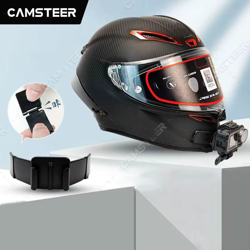 Kinnhalterung für Motorradhelm als Kamera-Zubehör für GoPro Hero 13 12 11 10 9 Insta360 X5 X4 Ace Pro 2 DJI 5Pro 4 AKASO in Schwarz - Bild 5