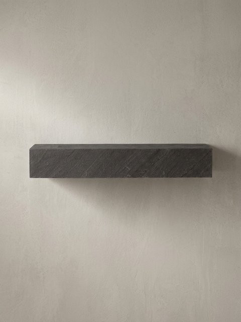 Wandregal KADIMA DESIGN aus Mango Massivholz in Steinoptik, Modern, Anthrazit, B: 60 cm, T: 20 cm, H: 10 cm - Bild 1
