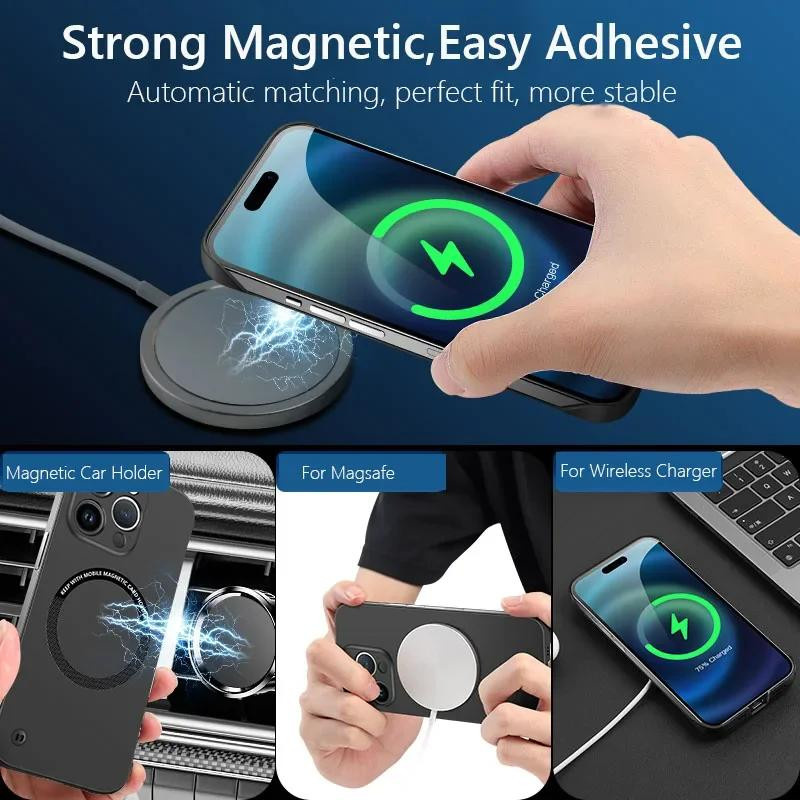 Rahmenlose magnetische Schutzhülle für OnePlus Nord 3 5G mit kabellosem Laden, harte Rückabdeckung in Schwarz, Blau, Gelb, Orange und Beige - Bild 2