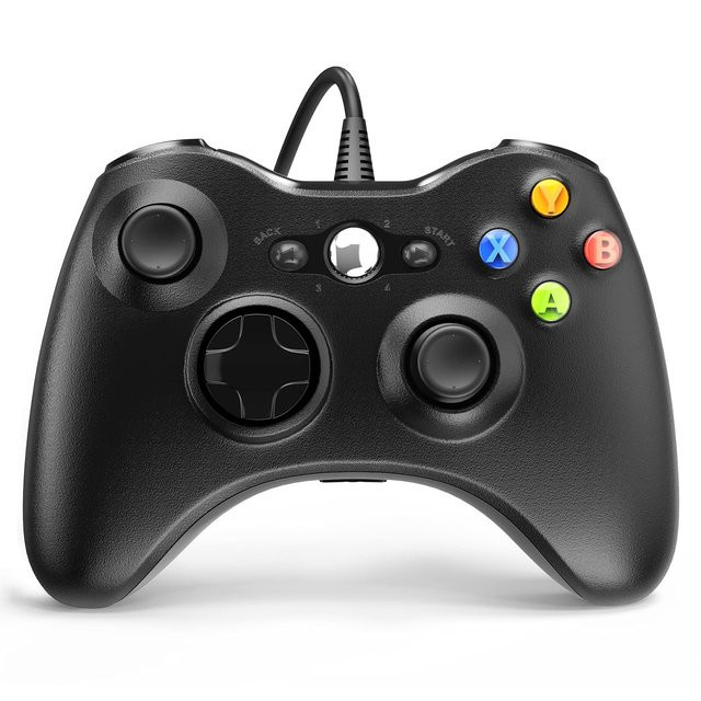 Turpow Kabelgebundenes Gamepad mit Dual-Vibration und Turbo-Funktion für Xbox 360, Xbox 360 Slim und PC in Schwarz und Weiß - Bild 1