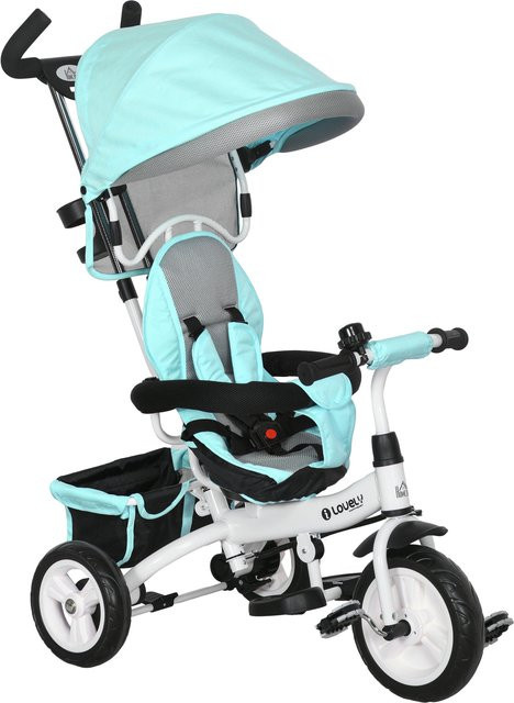 HOMCOM 6-in-1 Kinderdreirad mit Schubstange und Sonnendach in Grün - Bild 1