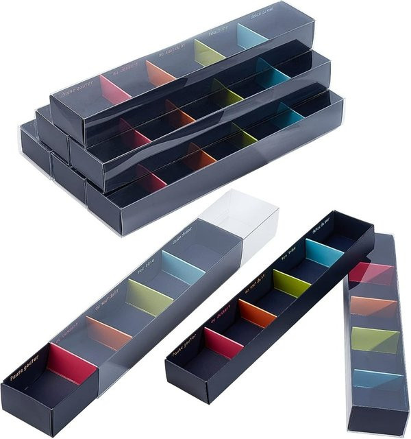 10er Set Macarons Boxen aus schwarzem Kraftpapier mit transparentem Deckel, Gebäck-Verpackungsboxen für Geschenke, B/T/H: 11 x 2 x 1,3 cm - Bild 1