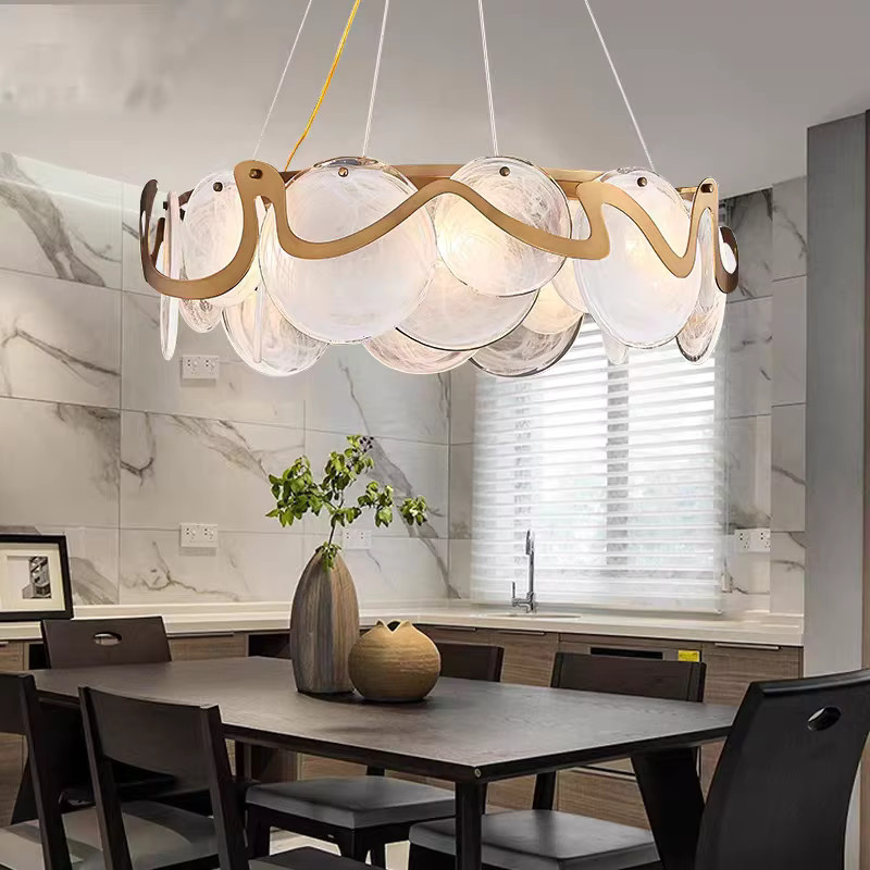 Moderne Wolken Pendelleuchte aus Glas und Kupfer von JIANKEXING in Transparent und Kupfer für dein Wohnzimmer oder Restaurant - Bild 2