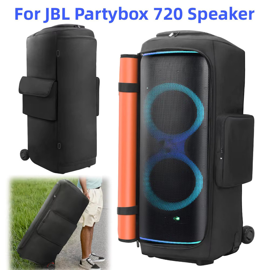 Doppelseitige JBL Party Box 720 Lautsprecher-Aufbewahrungstasche in Schwarz mit Mikrofontasche und Polsterung - Bild 6