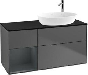 V&B Waschtischunterschrank Finion in Anthrazit mit Regal, Breite: 120 cm, Tiefe: 50,1 cm, Höhe: 50,1 cm - Bild 1