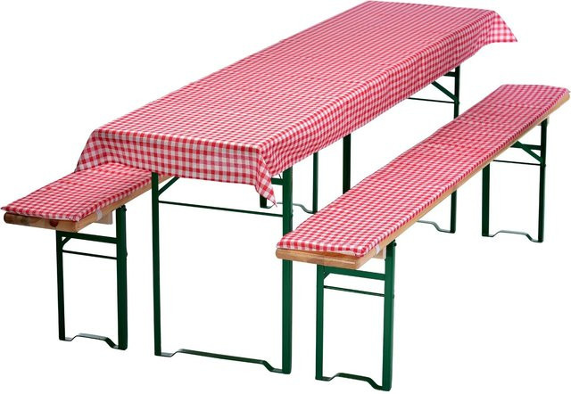 NYVI Bierbankauflagen Set NYVIGala 3-teilig in Rot Kariert, Tischdecke für Biertisch und Sitzpolster für Bierbänke, B/T: 240 x 70 cm - Bild 1