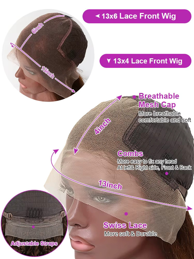 HJ WEAVE BEAUTY Perücke, schokoladenbraun, tiefe Welle, HD Spitze Frontal, Damen - Bild 4