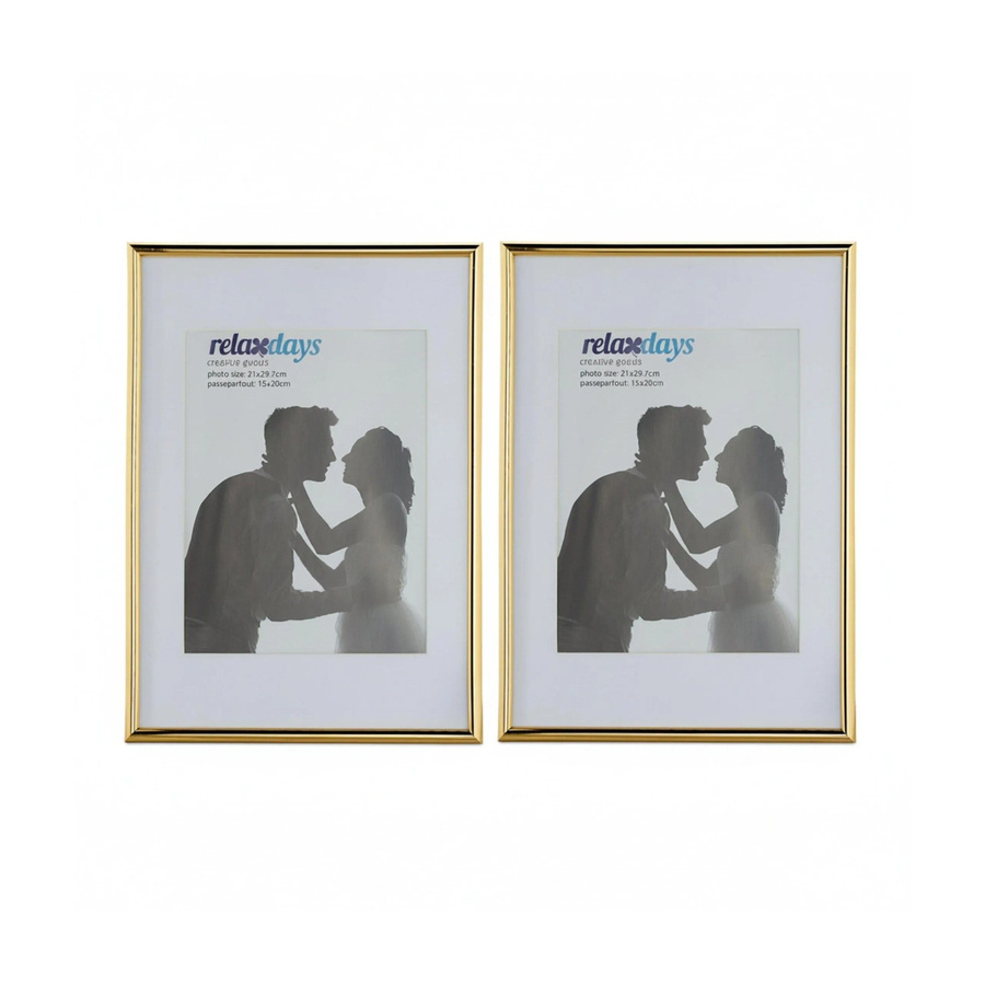 Relaxdays Bilderrahmen 2er Set in Gold aus Kunststoff, Glas und MDF, B/H/T: 30,5 x 29,7 x 2 cm - Bild 2