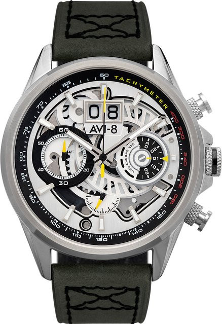 AVI-8 Chronograph, Quarz, Edelstahl, Leder, 45 mm, Herren - Bild 1
