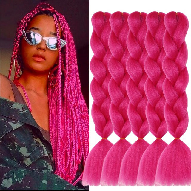 Refeeny Jumbo Braiding Hair Extensions, 24 Zoll, 5 Packungen, Damen - Bild 1