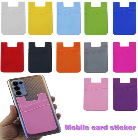 Silikon Handy Kartenhalter Brieftasche mit Klebestreifen in Grau für Smartphone und ID-Karten
