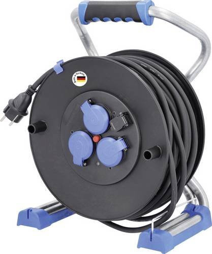 AS Schwabe Kabeltrommel Schwarz mit 50 m Kabellänge und Schutzkontakt-Stecker IP44 - Bild 1