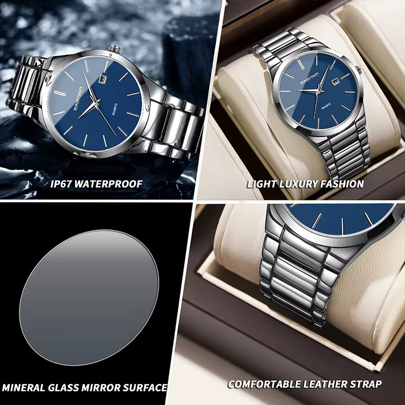 BINBOND Armbanduhr, Quarz, Edelstahl, Blau, Herren - Bild 2