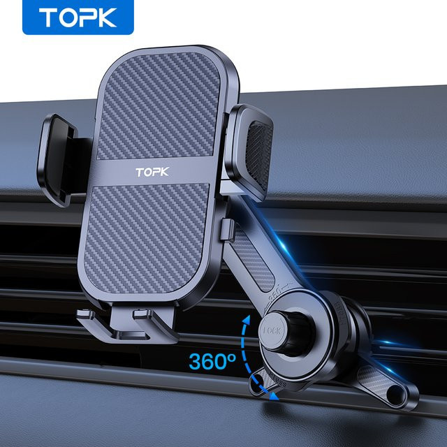 TOPK Universal-Autotelefonhalter für Lüftungsschlitze in Schwarz mit stabiler Clip-Halterung und Freisprecheinrichtung für iPhone, Samsung und Xiaomi - Bild 1