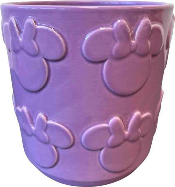 Disney Keramik Blumentopf Minnie Relief in Rosa, Höhe: 14 cm - Bild 1