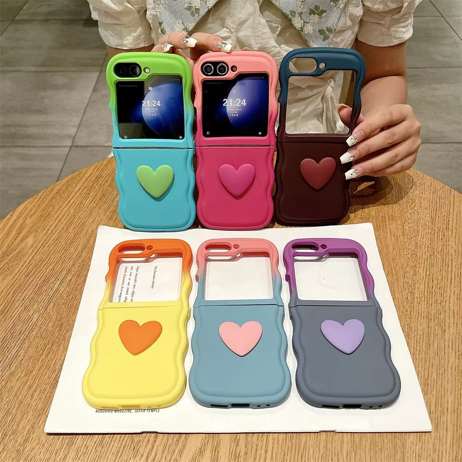 Weiche TPU Handyhülle mit Farbverlauf und Herz-Wellen-Design für Samsung Galaxy Z Flip 6 5G, Z Flip 5 5G, Z Flip 4 5G und Z Flip 3 5G in Blau und Grün - Bild 2