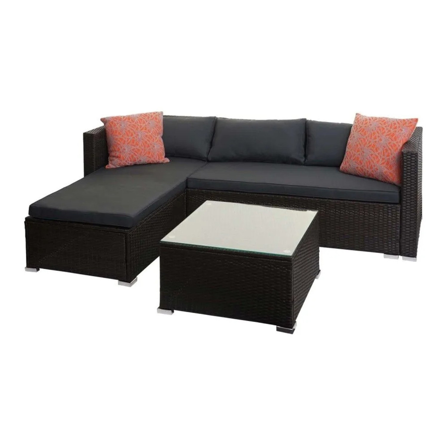 MCW Poly-Rattan Garten-Lounge-Set F57 in Braun mit dunkelgrauen Sitz- und Rückenpolstern - Bild 2