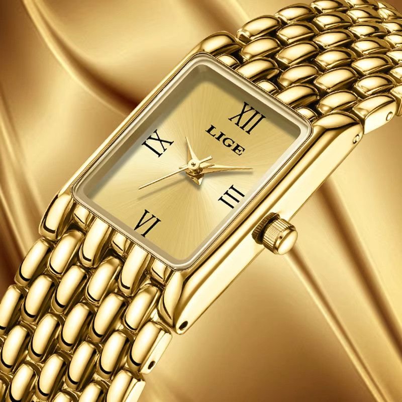 LIGE Armbanduhr Quarz, Edelstahl, Gold, Damen - Bild 3
