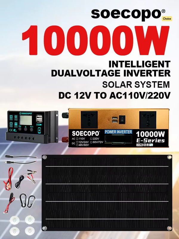 soecopo 10000 W Solarsystem-Komplettset mit 800 W Panel, 100 A Controller und Off-Grid-Wechselrichter für 110 V/220 V, Dual 12 V/24 V für Heim und Camping - Bild 6