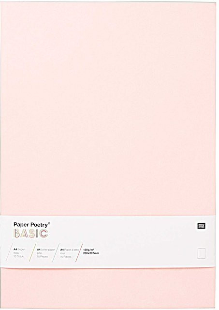 Rico Design Paper Poetry Bogen Basic A4 in Rosa, 10 Stück - Bild 1