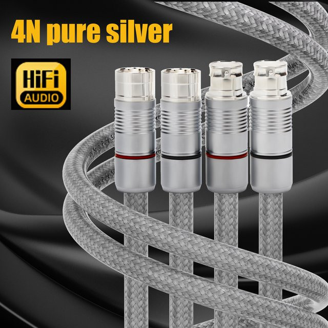 Preffair XLR-Balanced-Kabel aus reinem Sterlingsilber in Silber, Buchse auf Stecker, Audio-Verbindungskabel mit massivem PSS-Kern für Mikrofonverstärker - Bild 1
